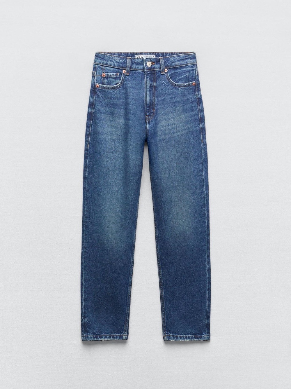 Zara Women's High-Waisted Mom Fit Jeans - Blue